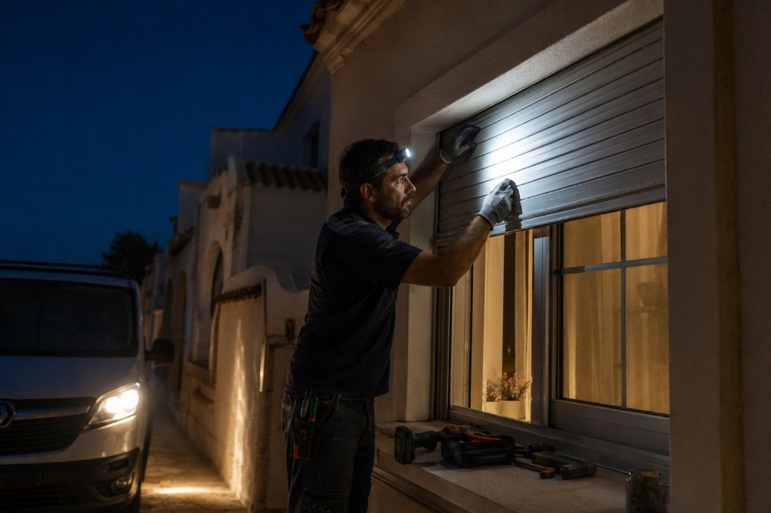 Técnico reparando la cinta de una persiana en Altafulla